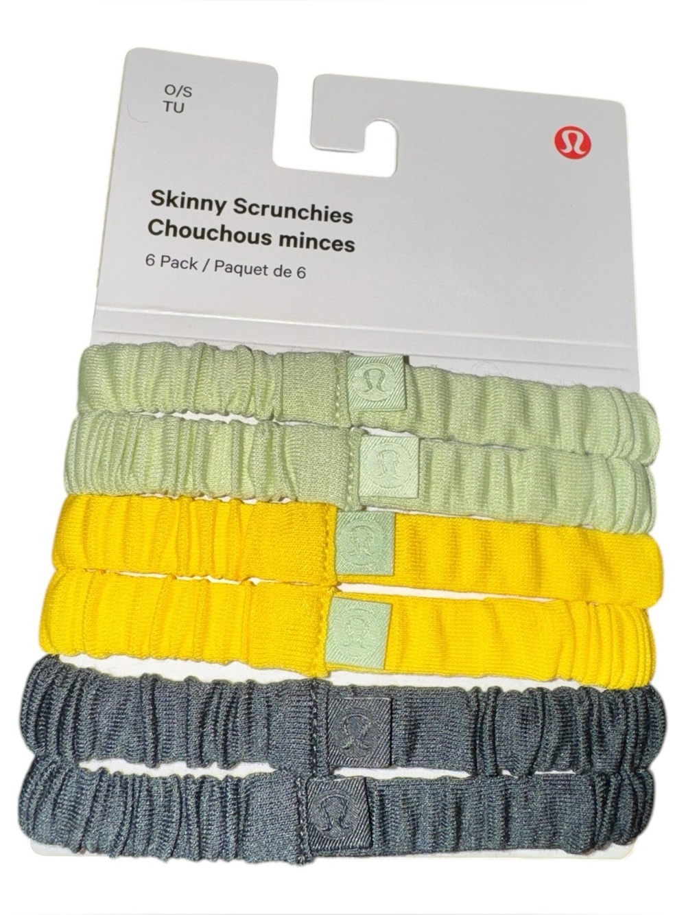 lululemon athletica Skinny Scrunchies 6-Pack in Light Green, Yellow, Charcoal